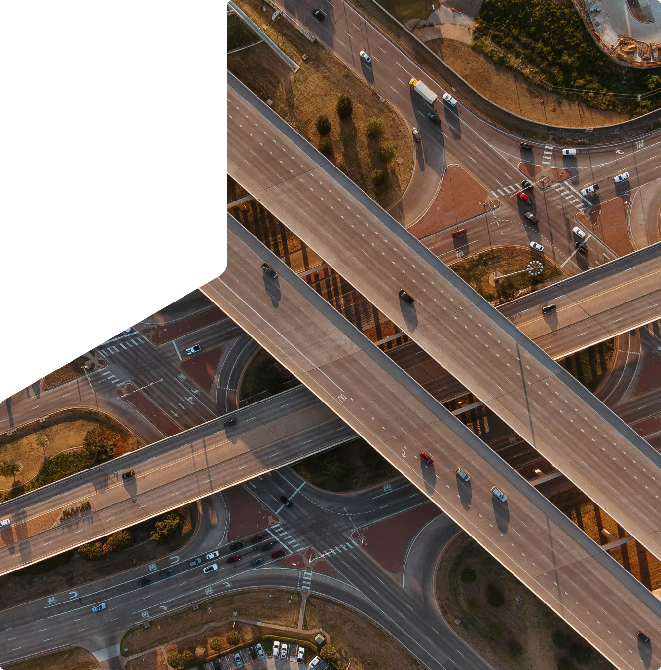 Aerial view of a motorway interchange